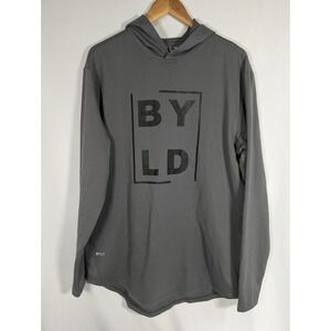 Bylt Hoodie Mens L Gray Long Sleeve Performance Drop Cut Hooded Stretch Logo